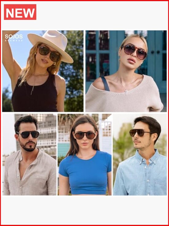 Retro Aviator Sunglasses Plastic Frame UV400 Protection Unisex main image 7